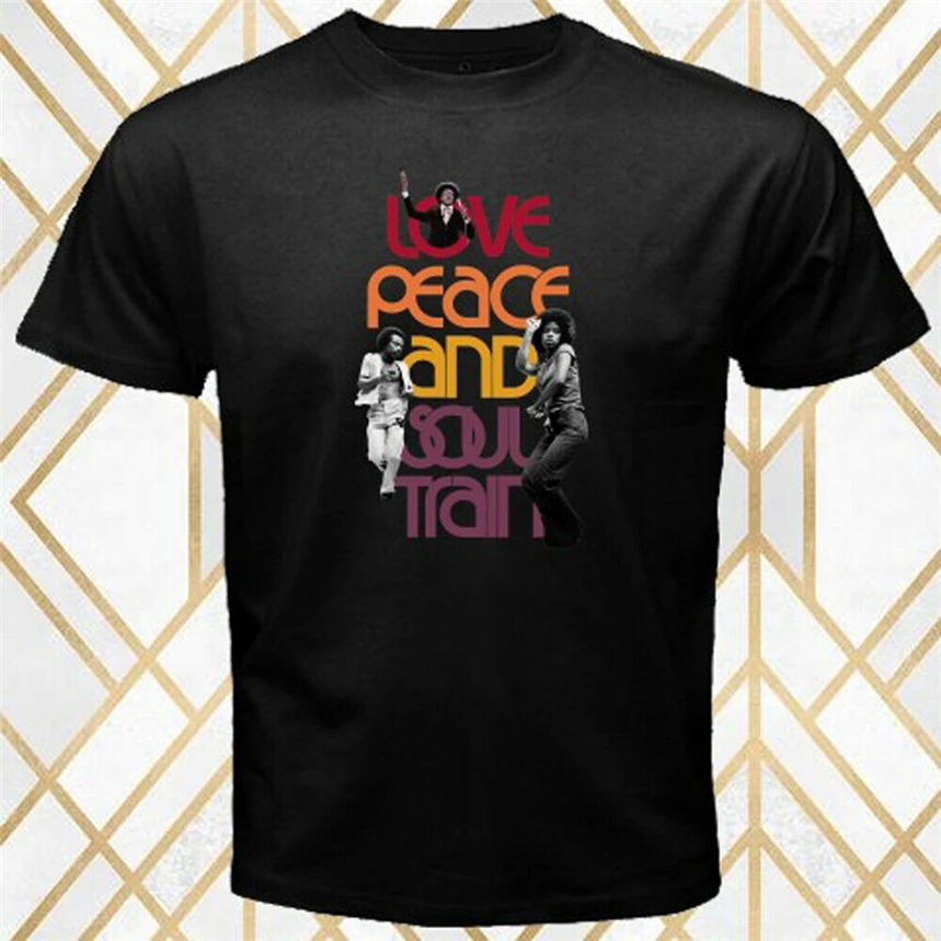 Soul Train Love Peace музыка ТВ шоу мужчин S Черная Футболка размер 3Xl модная
