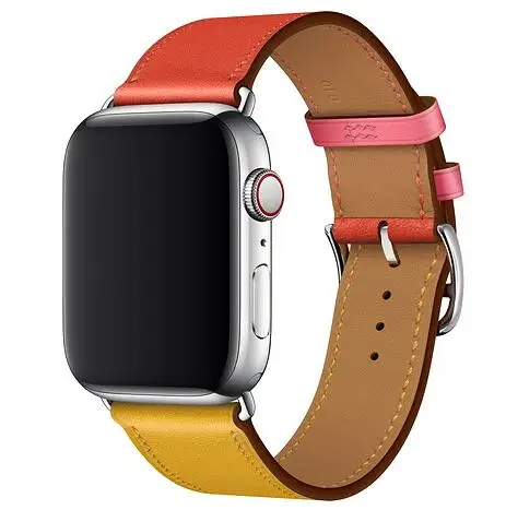 Single-yellow rose Национальный ремень для наручных часов iwatch, ремешок для наручных часов Apple Watch, версии кожаный ремешок 38/42 мм 40 мм 44 мм, версия 1/2/3/4/5 - Цвет ремешка: Single-yellow rose
