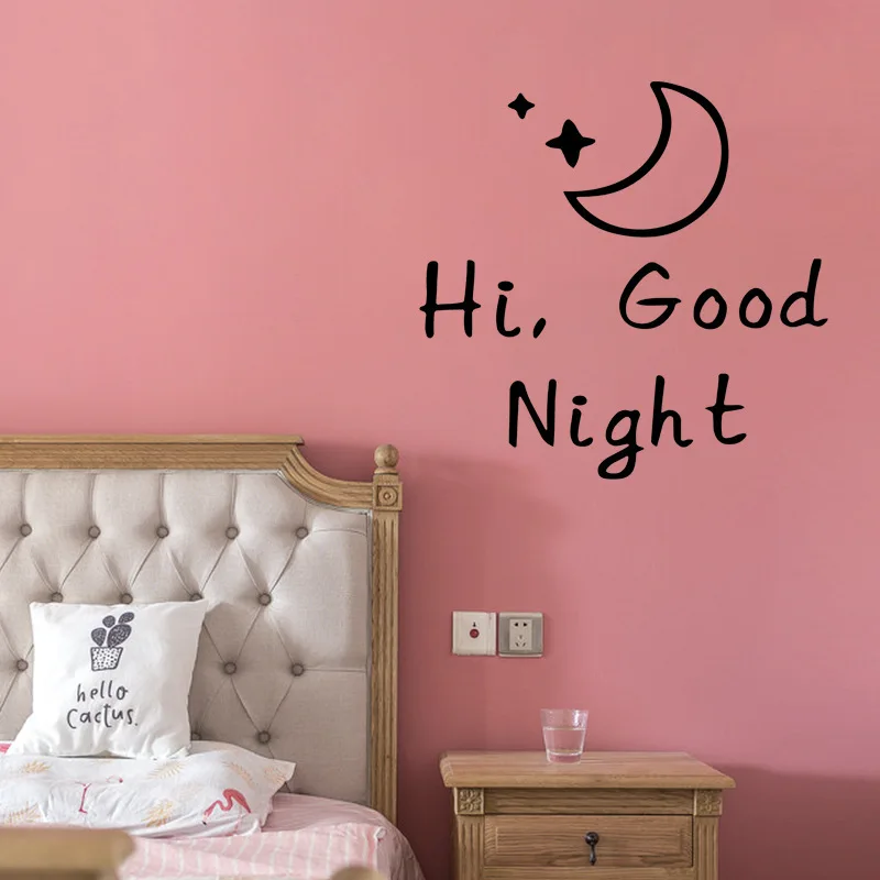 Настенная Наклейка Hi Good Night Mood на английском языке украшение в скандинавском