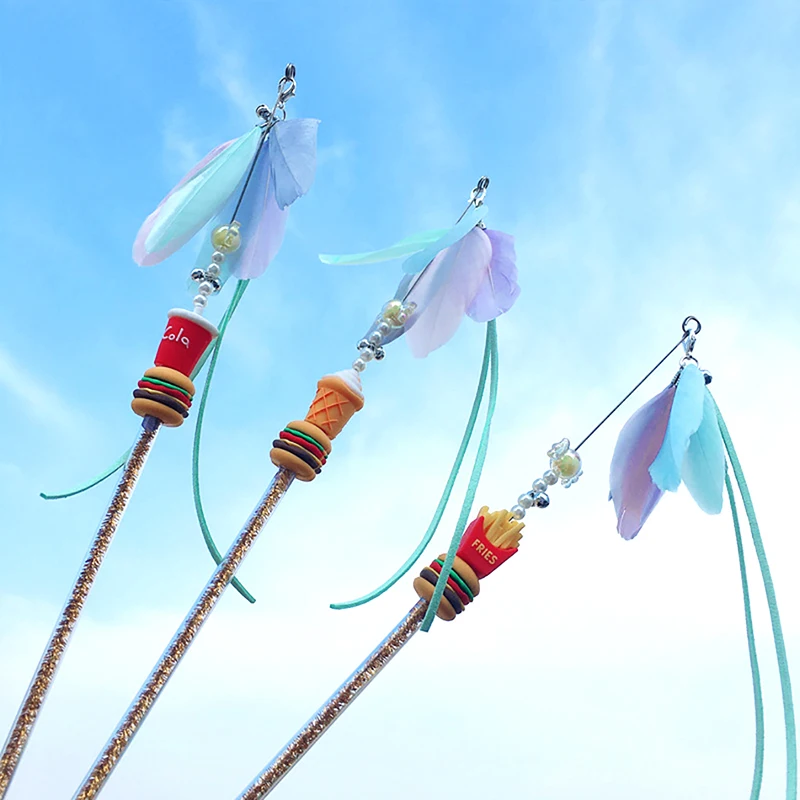 

1pc hot selling Cat Teaser Toy Interactive Funny Cat Wand Toy Cat Catcher Wand Cat Toy With Bell Cat Supplies Multicolor