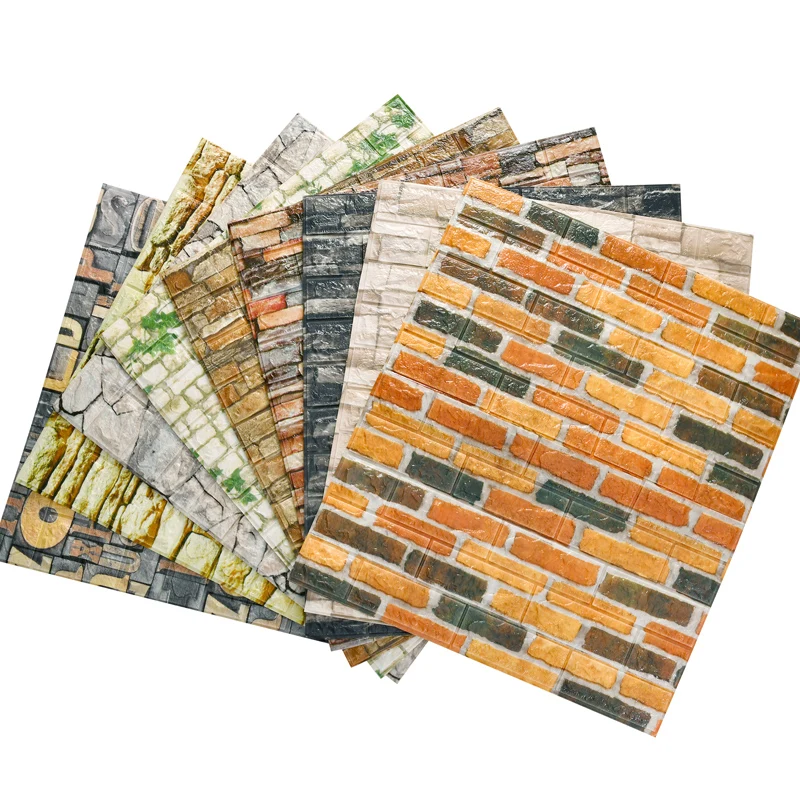 

Retro 3d wallpaper stereo wall stickers foam brick pattern wallpaper self-adhesive decorative stickers TV background wall 5