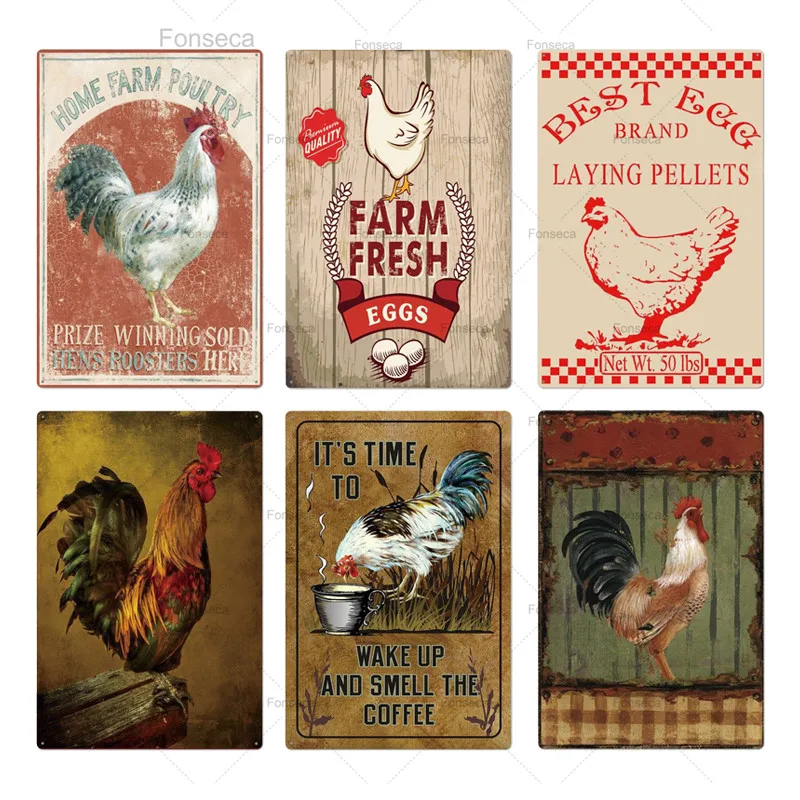 Жестяная вывеска для курицы винтажная металлическая винтажный дом Настенный