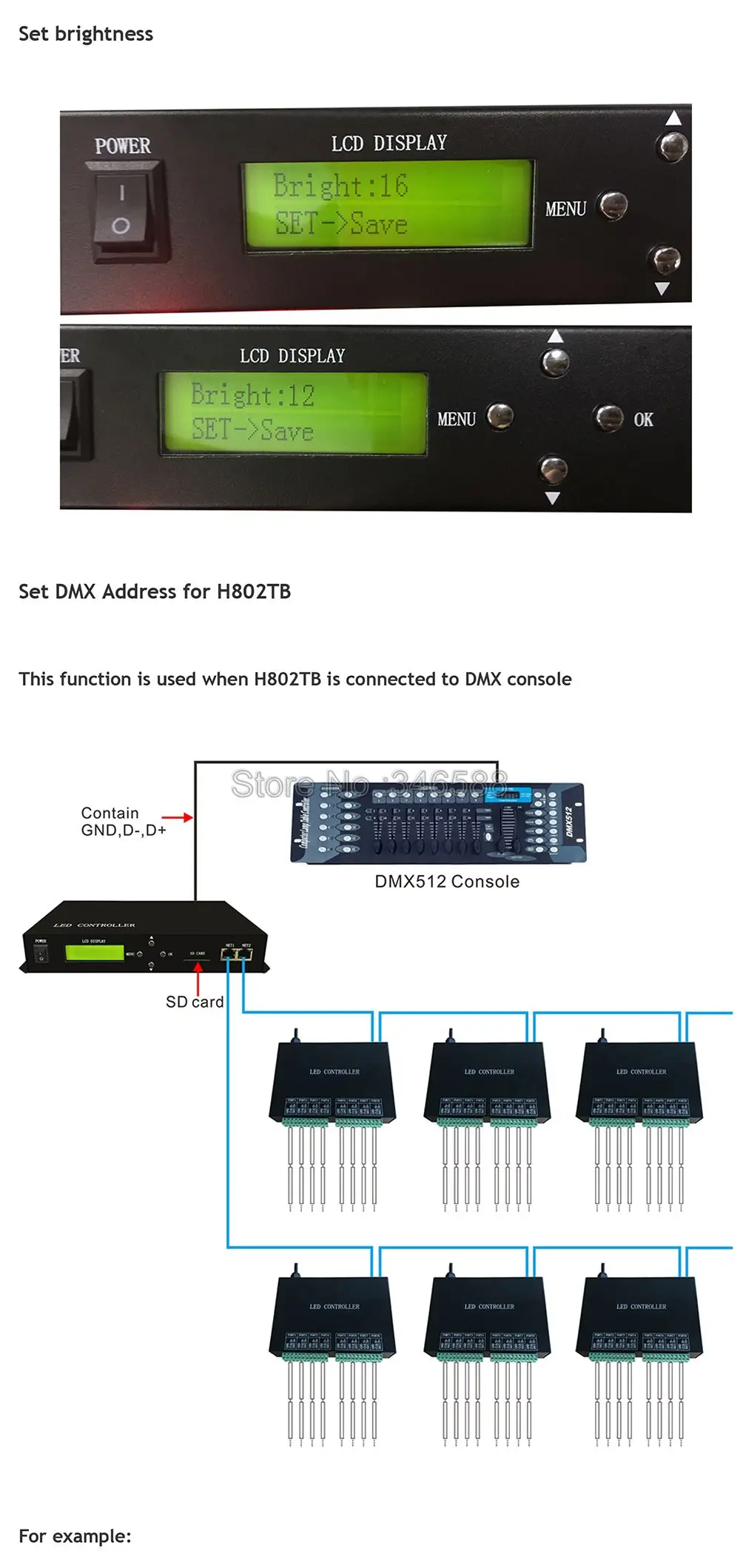 H802TB светодиодный контроллер Master Pixel поддержка DMX консоль светодиодный программное обеспечение работа с Slave контроллером(H801RA, H802RA, H801RC