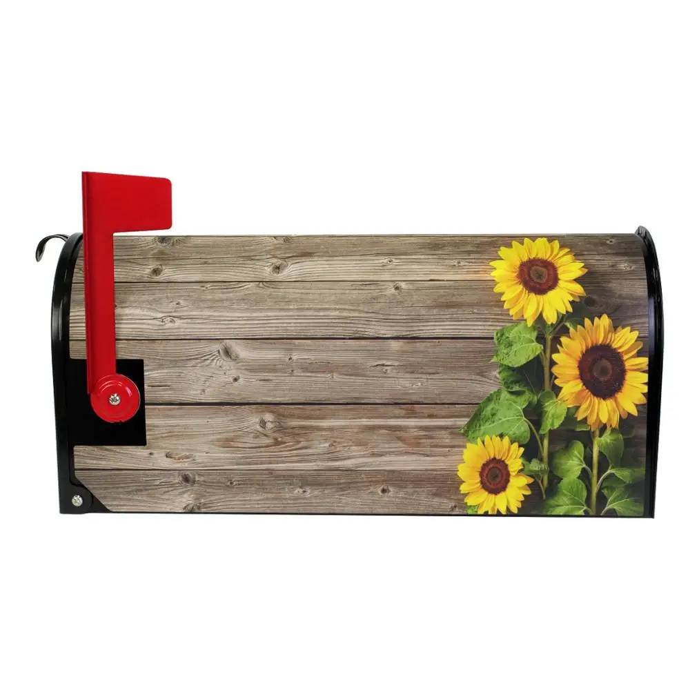 Водонепроницаемый чехол для почтового ящика с деревянным узором подсолнухом