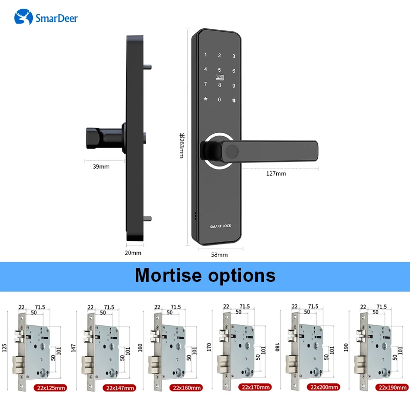 Электронный замок SmarDeer для умного дома Tuya биометрический дверной со сканером