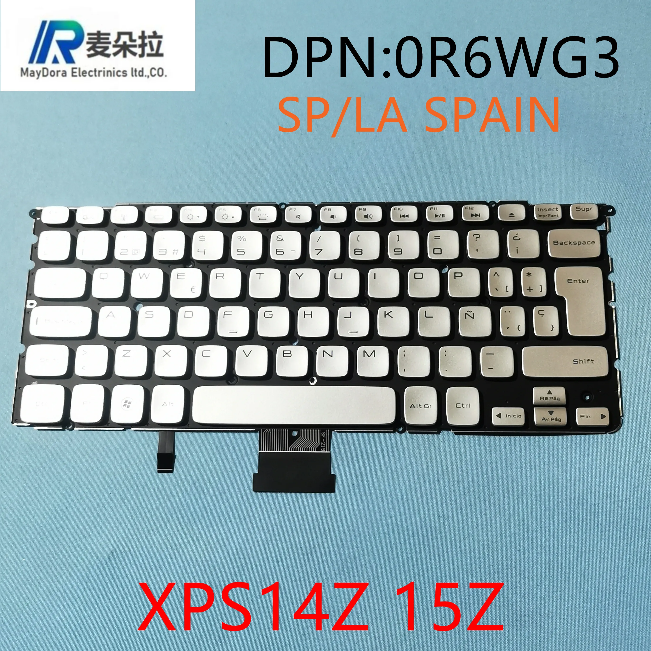 SP испанская клавиатура с подсветкой для ноутбука DELL XPS 14Z-L412Z 15Z-L512Z L511Z серебристая