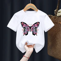 floral watercolor butterfly print white t shirts children african girl gift present clothes baby kawaii cute tops teedrop ship