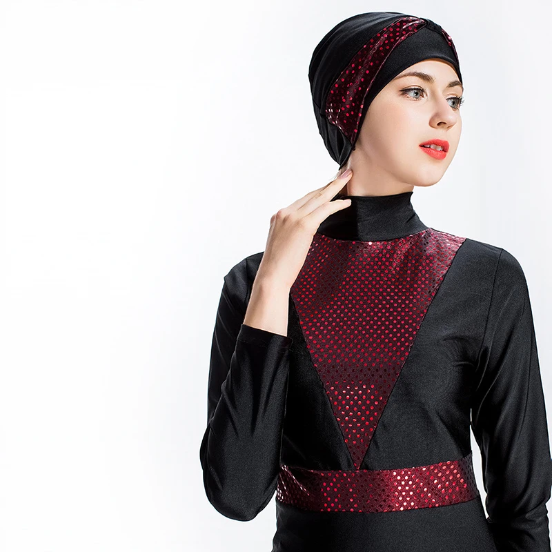 

HAOFAN 2019 Printed Floral Modest Muslim Swimwear Islamic Swimsuits Women Girls Plus Size Full Cover Burkinis Sport Clothing 4XL