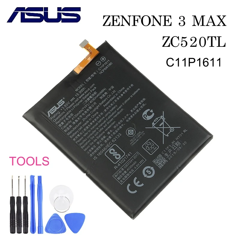 Оригинальный аккумулятор Asus C11P1611 для ASUS Zenfone 3 Max ZC520TL ZB570TL X018DC 4030 мАч|Аккумуляторы