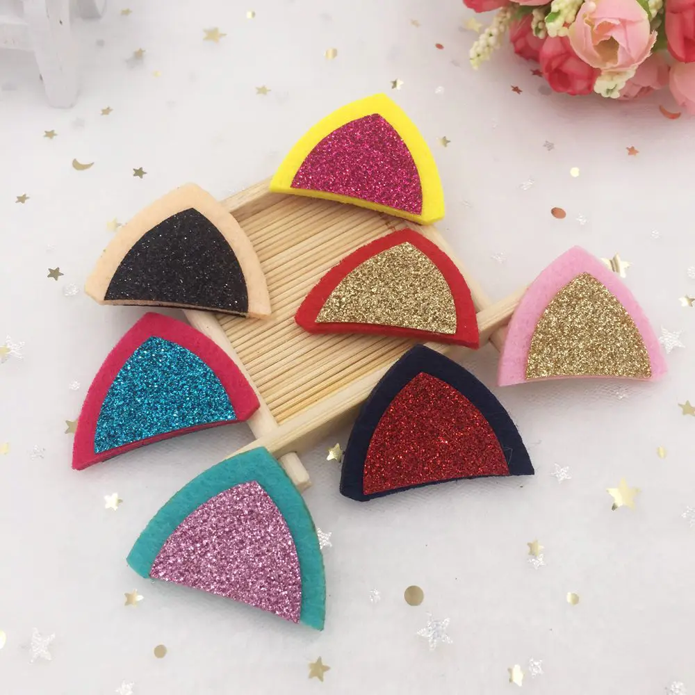 Смешанные 10 шт. фетровой ткани с блестками Блестящие милые кошачьи ушки