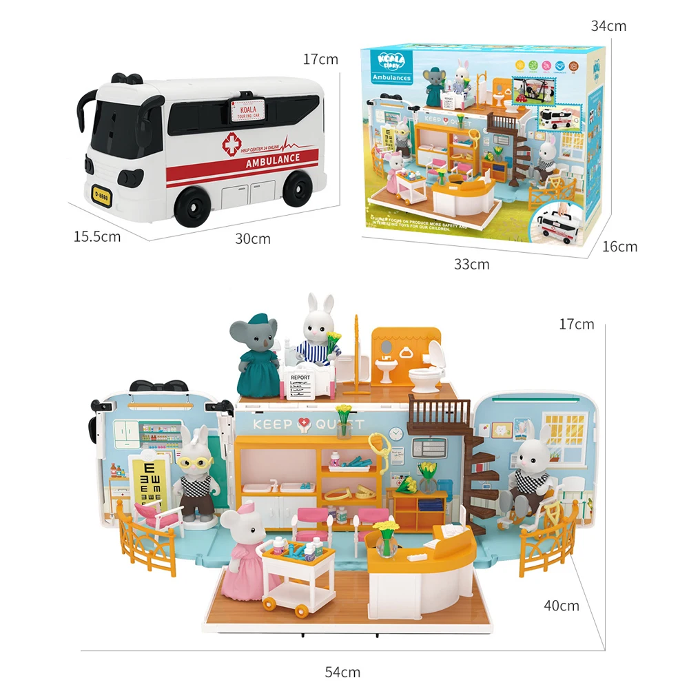 Декорации для больницы автобуса леса семьи кукольный домик сделай сам