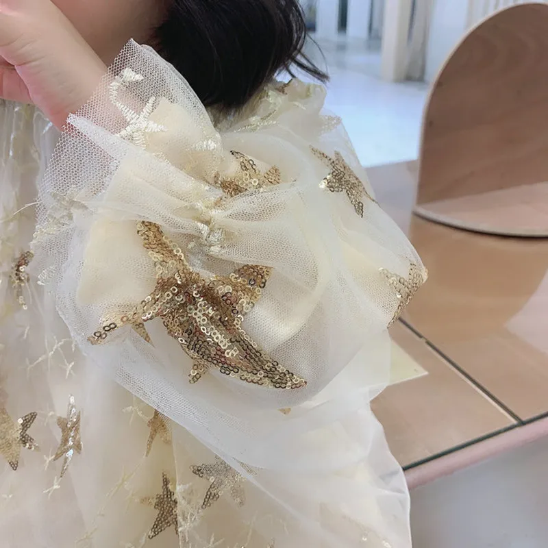 Платье принцессы DFXD весенне-летнее платье с блестками и звездами вечерние