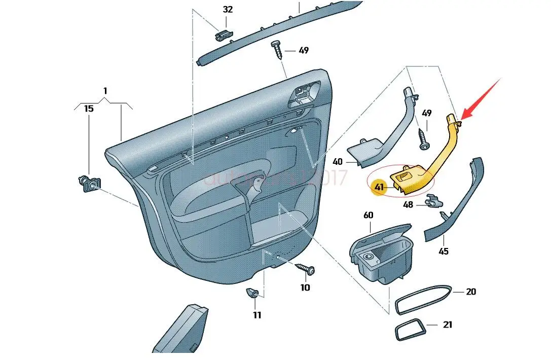 Новая внутренняя направляющая для дверной ручки Golf 10 14 Jetta 09 1K0868188H 81U|Комнатные