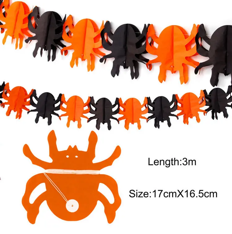 Spider Banner HUIRAN вечерние украшения на Хэллоуин Тыква паук летучая мышь вечерние аксессуары в стиле хоррор Hallowen - Цвет: Spider Banner