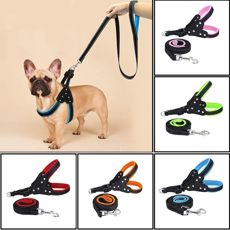 Зеленая синяя нейлоновая шлейка для собак ошейник S/M/L однотонный узор коричневая