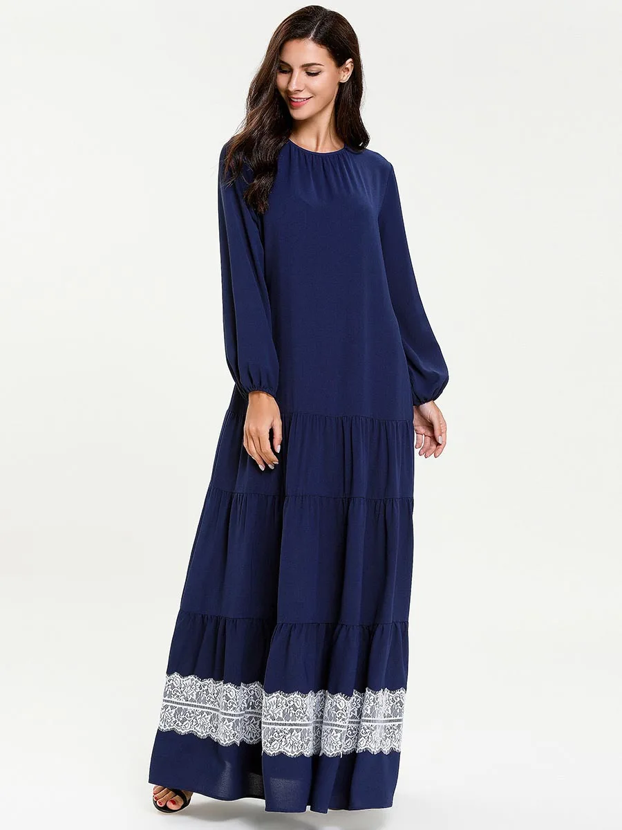 Большие размеры мусульманское платье абайя женское кружевное длинное