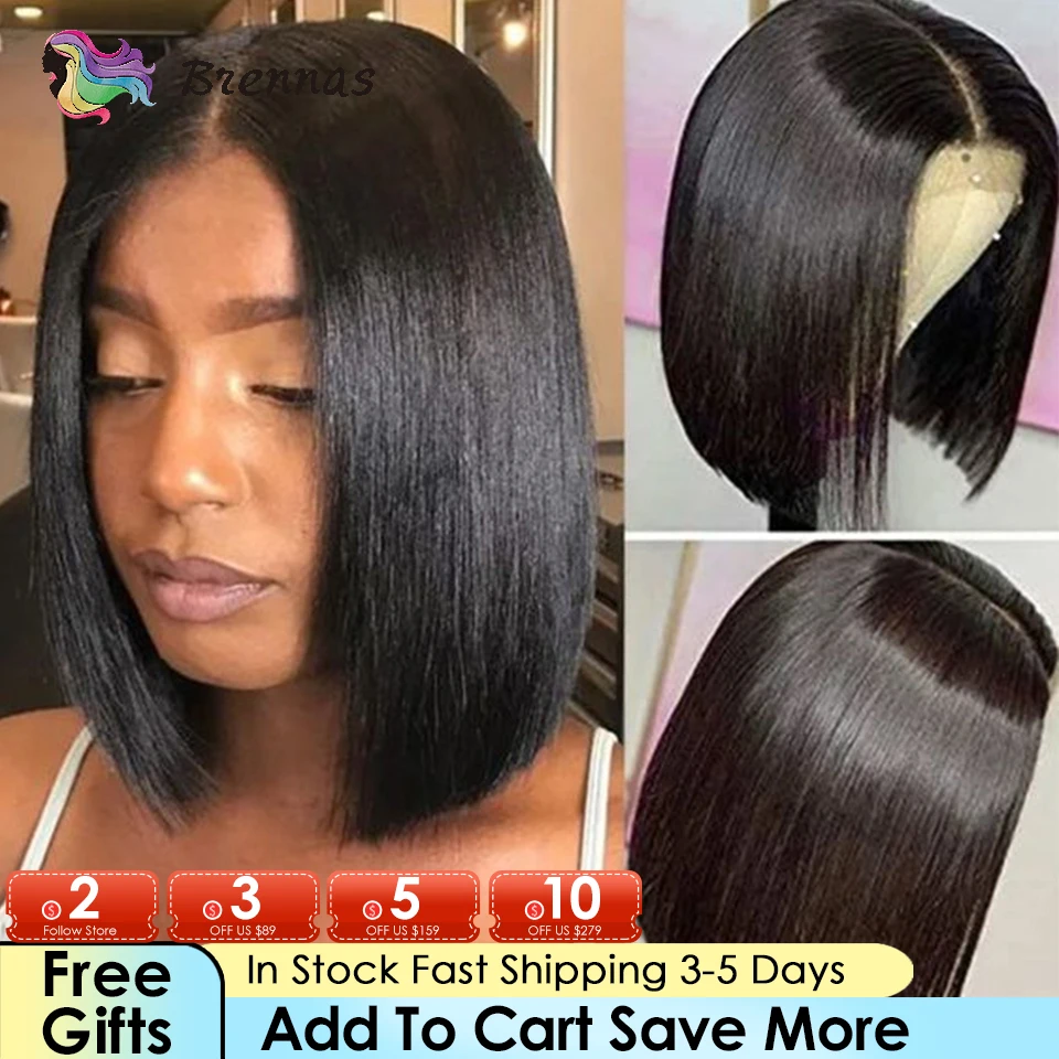 

Straight Bob Human Hair Wigs 13X4 Lace Front Bob Wigs Straight Short Bob Wig Brennas HAIR Malaysian Lace Closure Human Hair Wigs
