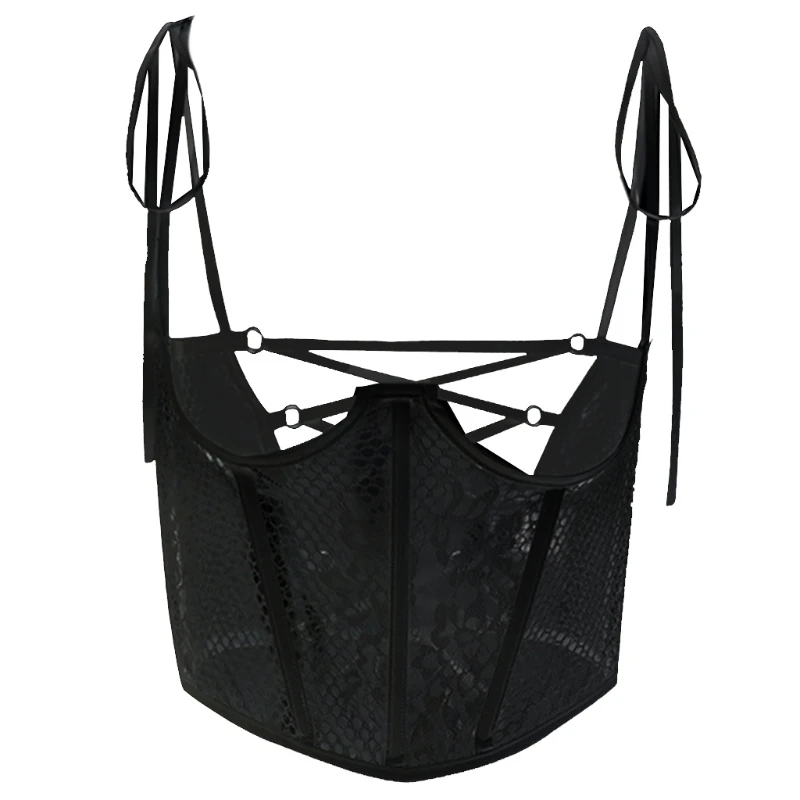 

Women's Sexy Slimming Tummy Bustiers Tops Slim Hollow Lace Corsets Chest Support Fairy Bandage Vest with Straps D0LF