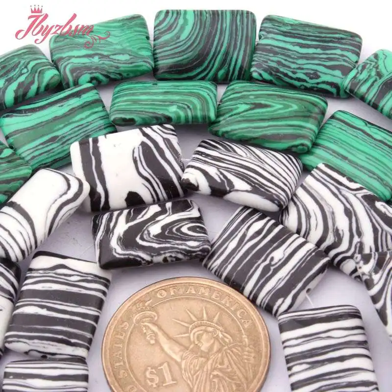 13x18 мм Гладкий прямоугольник бисер искусственный мех малахитовые каменные бусы