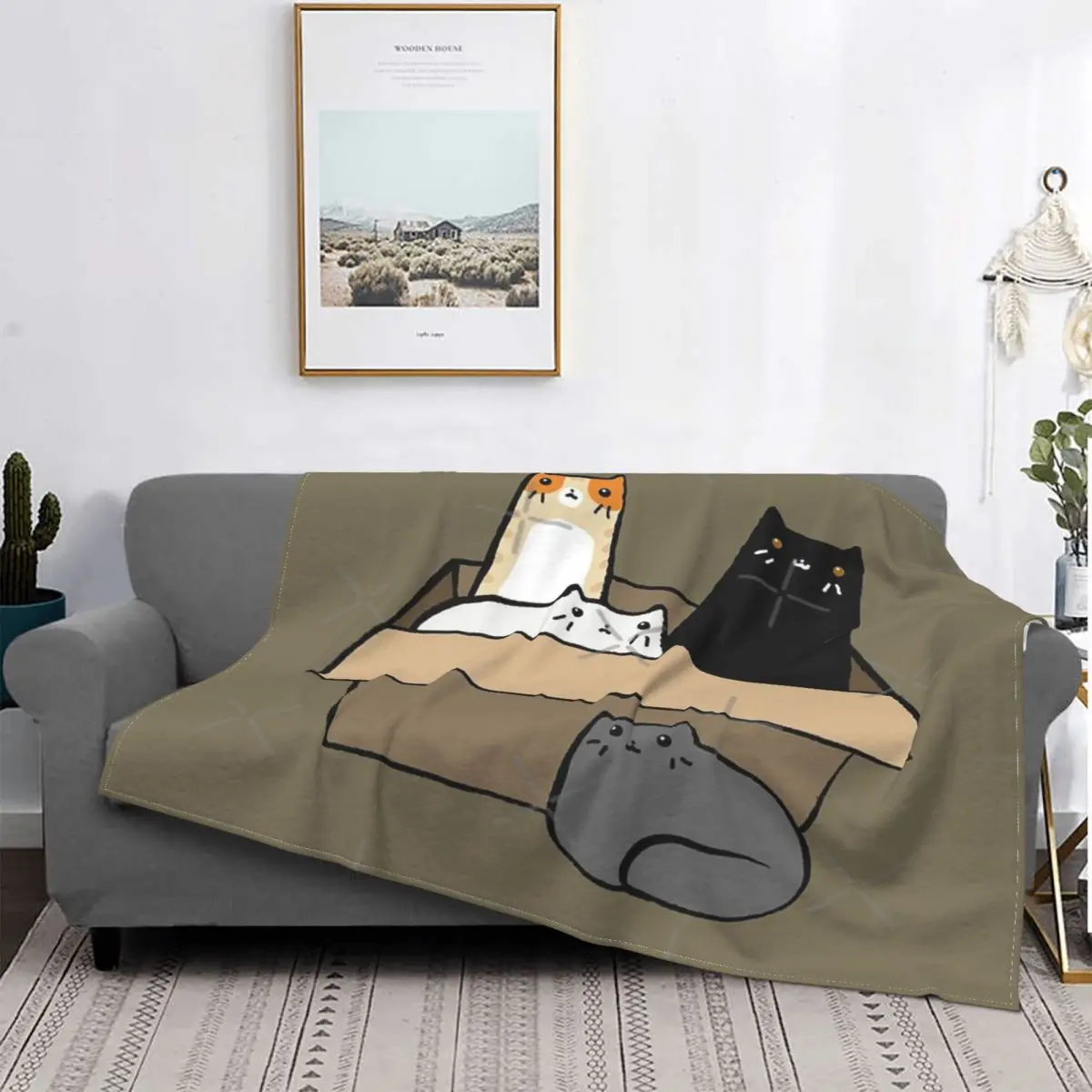 

Manta с принтом кошек в коже, colcha de cama A cuadros, ropa de cama Kawaii, manta ponderada