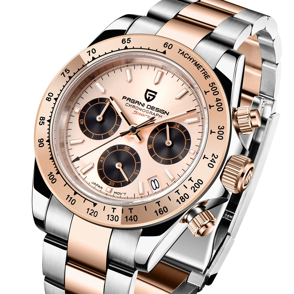 

Pagani Design Luxury Quartz Mens watches Gold Watch men Chronograph watches men Sport Full steel Clock VK63 Montres homme 2020