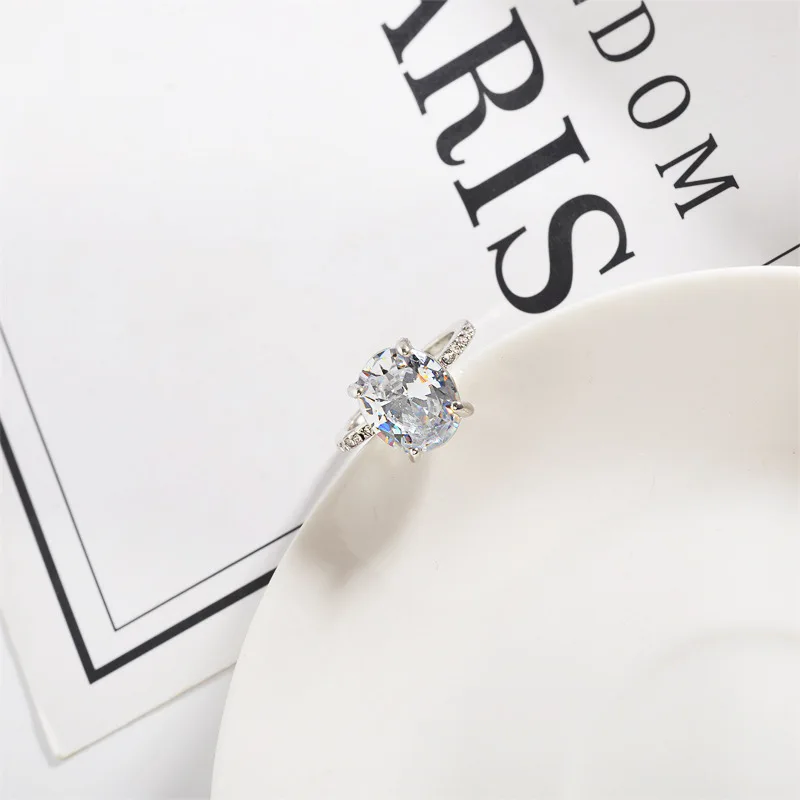 ZYZQ High Quality Micro Paved Finger Ringd For Women With Shiny Oval Cubic Zircon Stone Wedding Engagement Bridal Rings Jewelry | Украшения