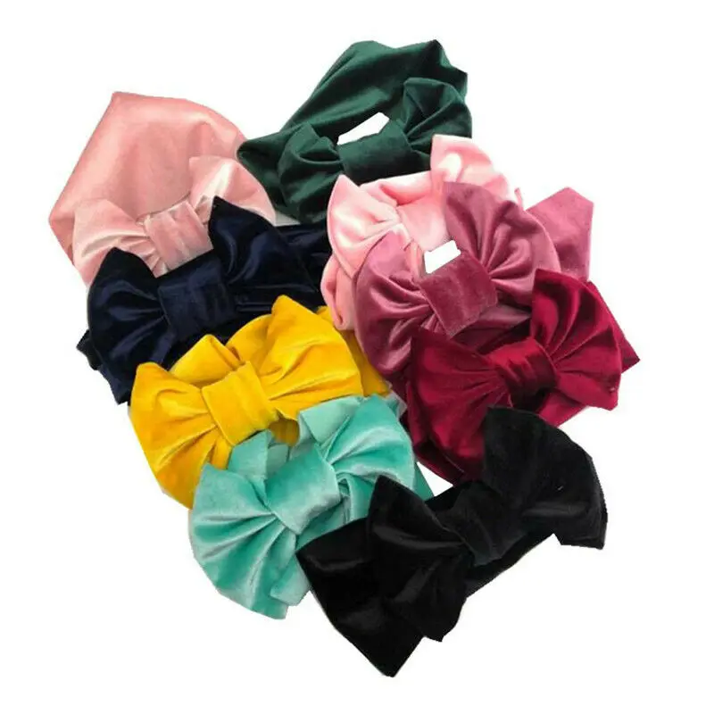 Pudcoco Toddler Kid Baby Girl Boy Velvet Headband Solid Bowknot Hair Band Headwear Cotton Head Wrap Props Kids Gifts 1-5T | Детская