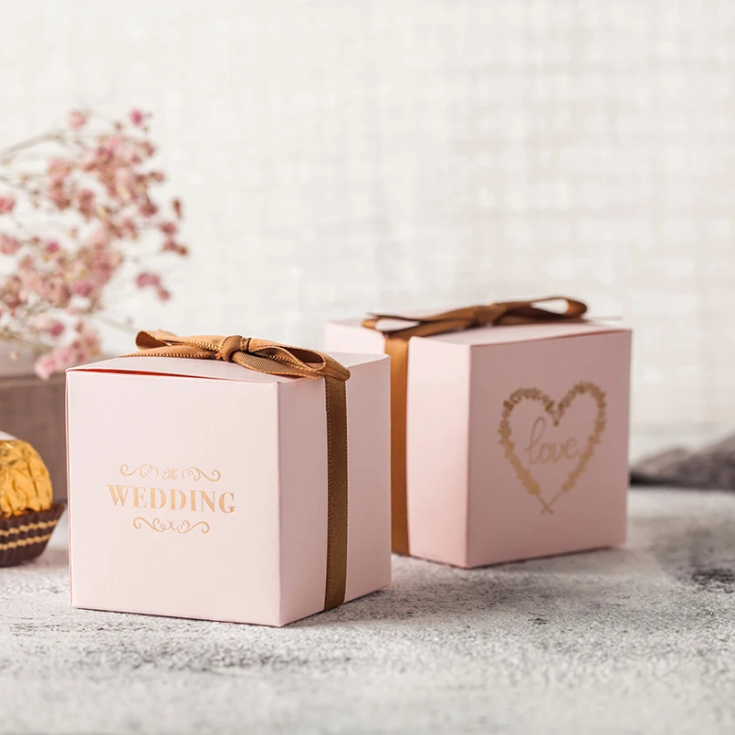 High-quality Love Wedding Gift Box Solid Color Bridesmaid Boxes Candy Ribbon Party Favors Decoration | Дом и сад