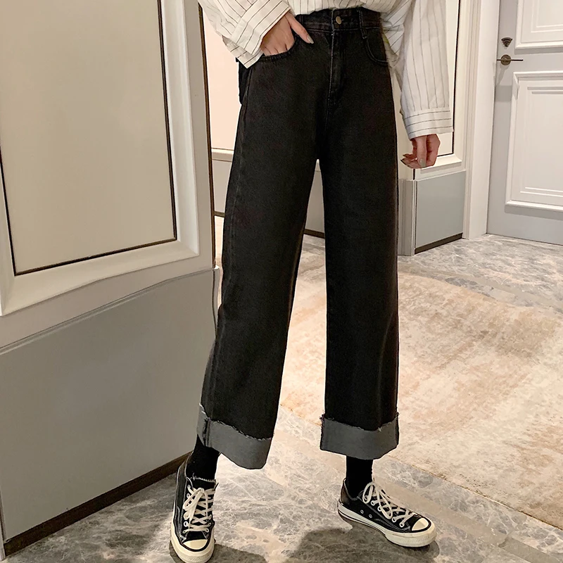 

Plus Size High Waist Loose Wide Leg Straight Jeans for Women M L XL 2XL 3XL 4XL