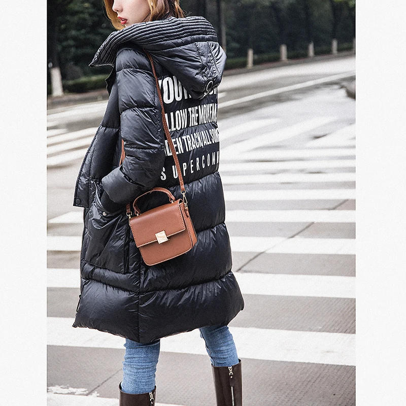 Женский зимний пуховик пальто на 90% белом утином пуху новая женская зимняя куртка