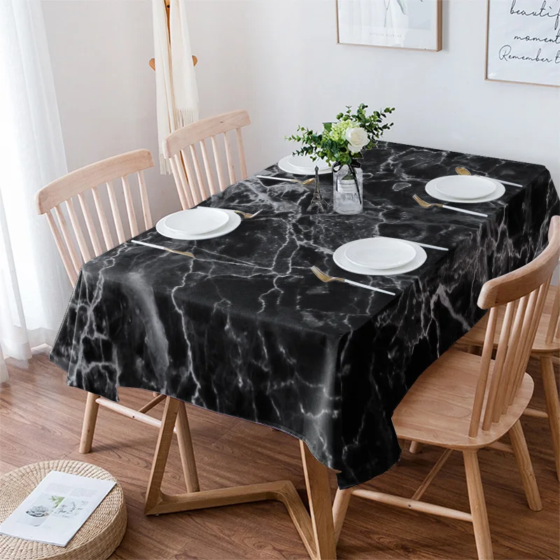 

Черные мраморные скатерти водонепроницаемые кухонные предметы журнальный столик для гостиной домашний декор обеденный стол скатерть для ...