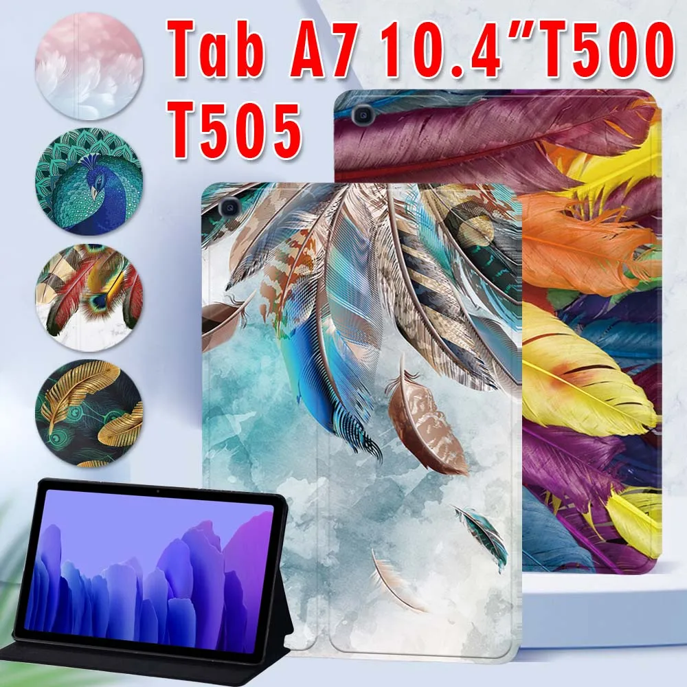

Feather Series Pattern Case for Samsung Galaxy Tab A7 10.4 Inch 2020 Stand Cover for Tab A7 SM-T500 SM-T505 Tablet Cover Case