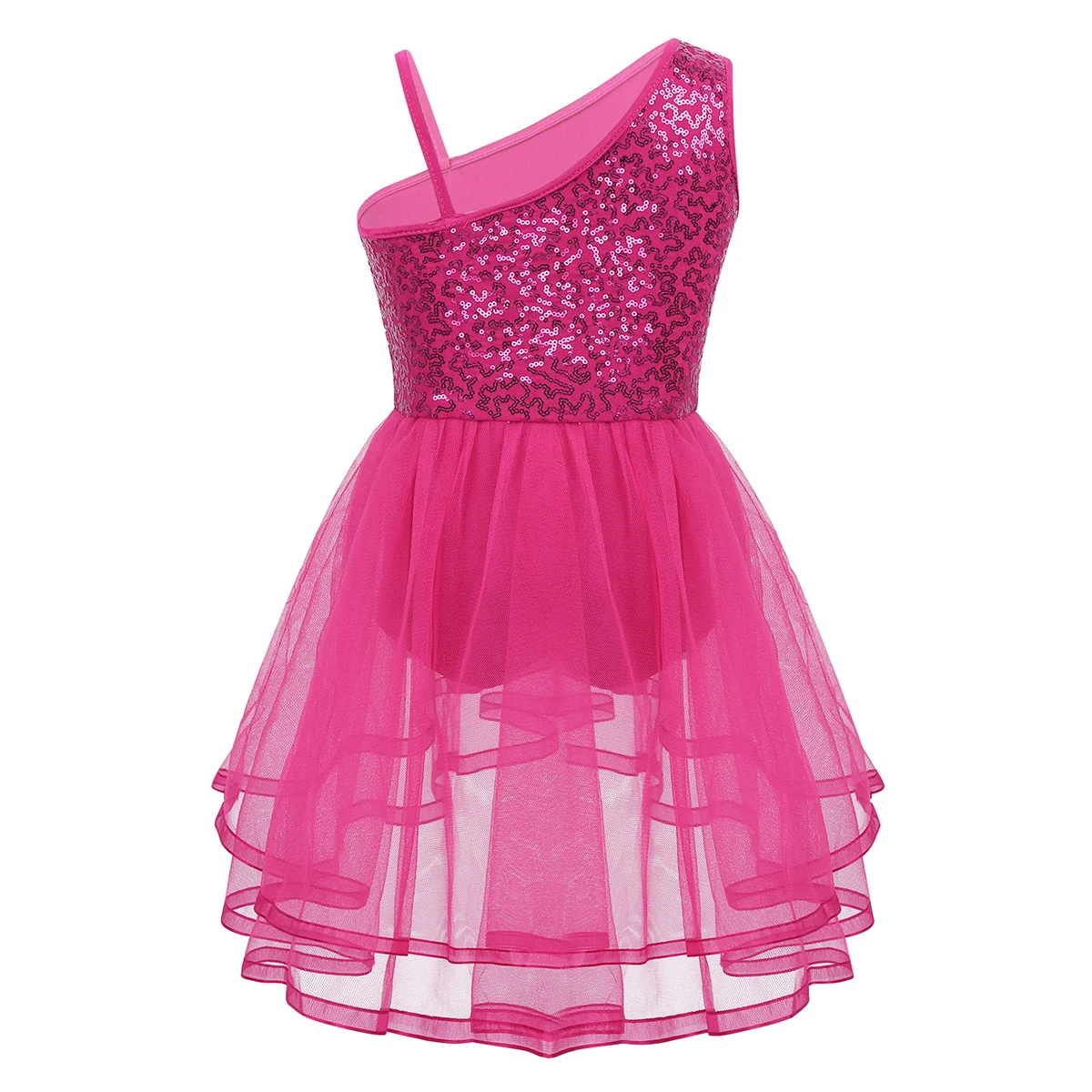 TiaoBug/детское блестящее Сетчатое платье трико для балета с пачкой на одно плечо