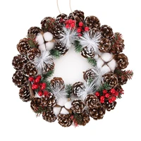 xmas simulation red berries garland christmas wreath artificial flowers 38cm multicolor pendants hanging front door wall decor