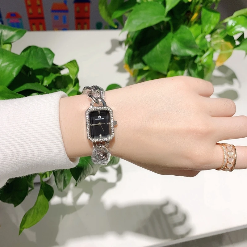 Часы женские квадратные кварцевые из стали | Наручные часы