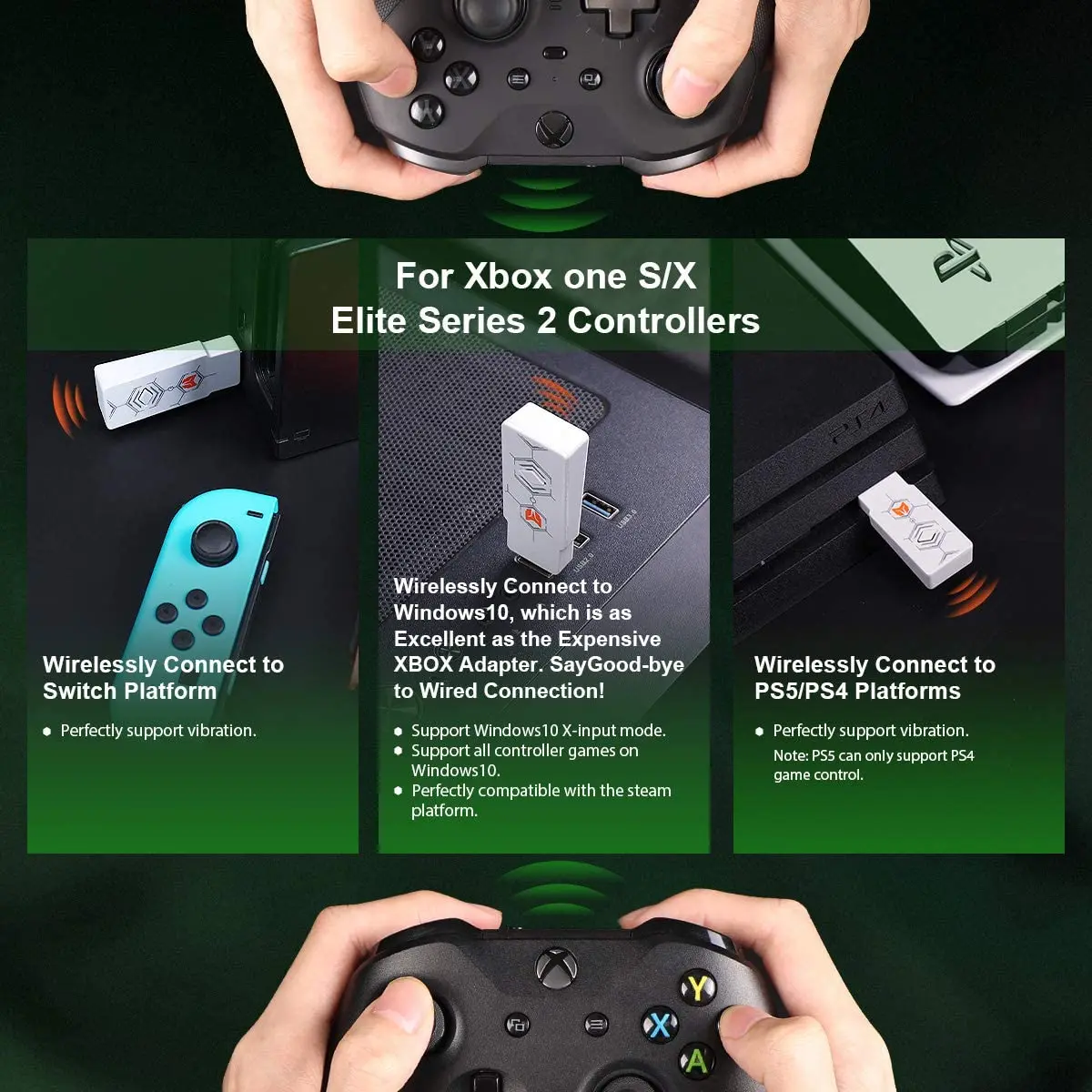 Беспроводной Bluetooth адаптер BIGBIG WON R100 USB поддержка Nintendo Switch и Lite PS4/PS5 Windows Xbox One S