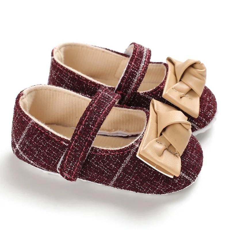Zapatos de cuna con dise&ntilde;o de lazo anudado para beb&eacute;, suela blanda de princesa, para primeros pasos-0