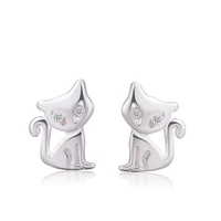 korean fashion cat design stud earrings for women accessories jewelry party girl gift cute rhinestones crystal earrings