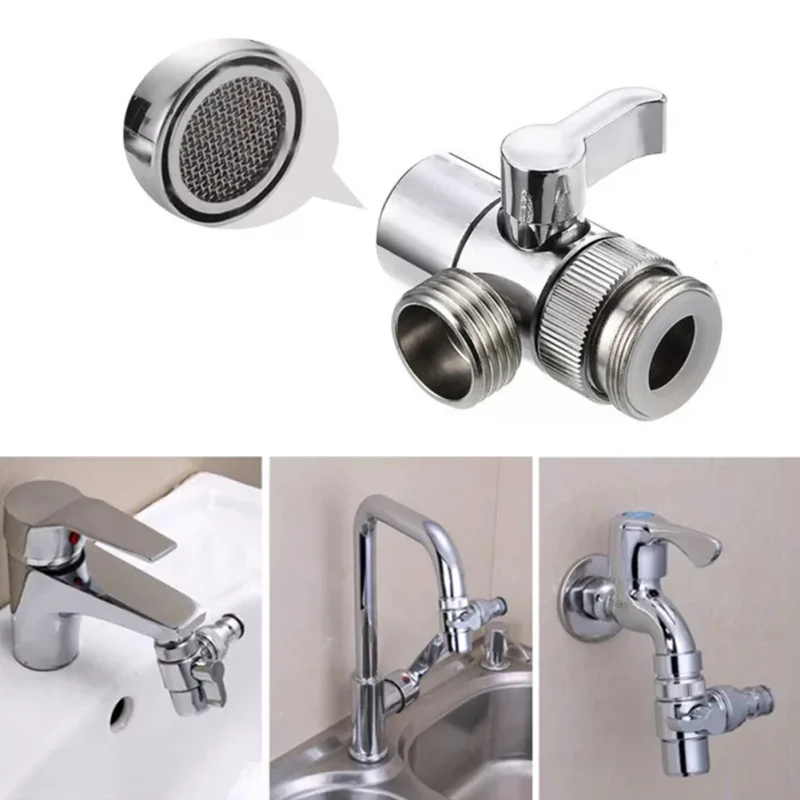 

1pcs Bathroom Faucet Shower Diverter Home Bathroom 4 Points Faucet Spout Diversion Valve Kitchen Diverter