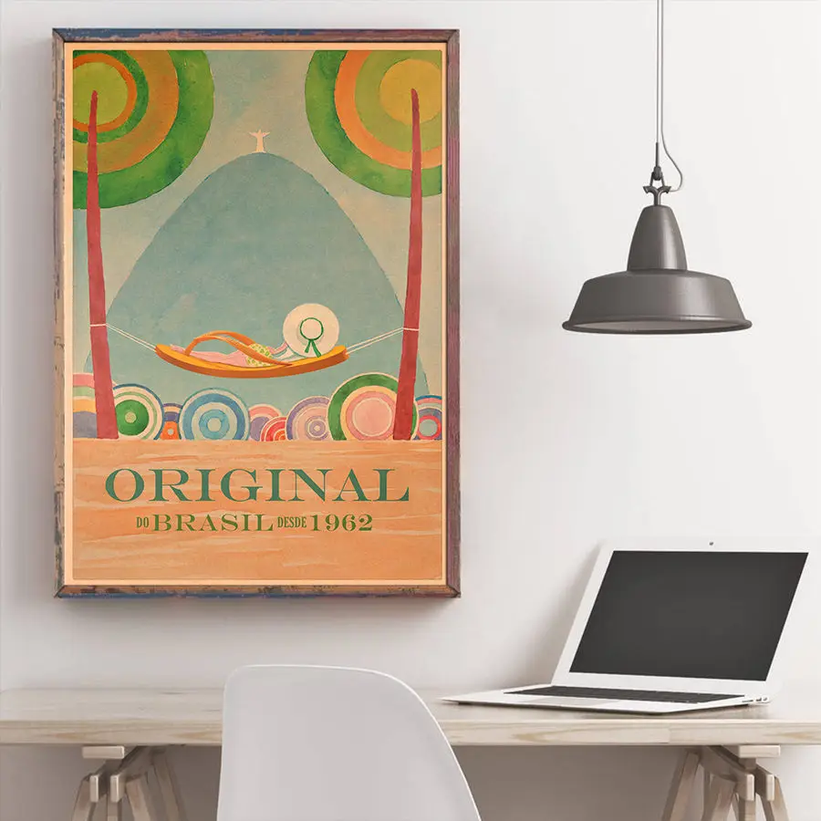 Ручной рисунок винтажный город путешествия печать ретро плакат крафт бумага Бар