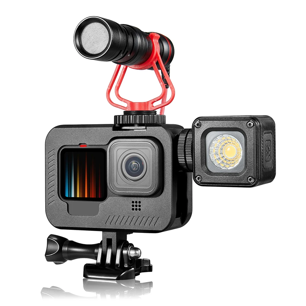 

Protective Cage CNC Aluminum Alloy Frame for GoPro 9 Black Housing Shell Case with Cold Shoe Mount Action Camera Accessories