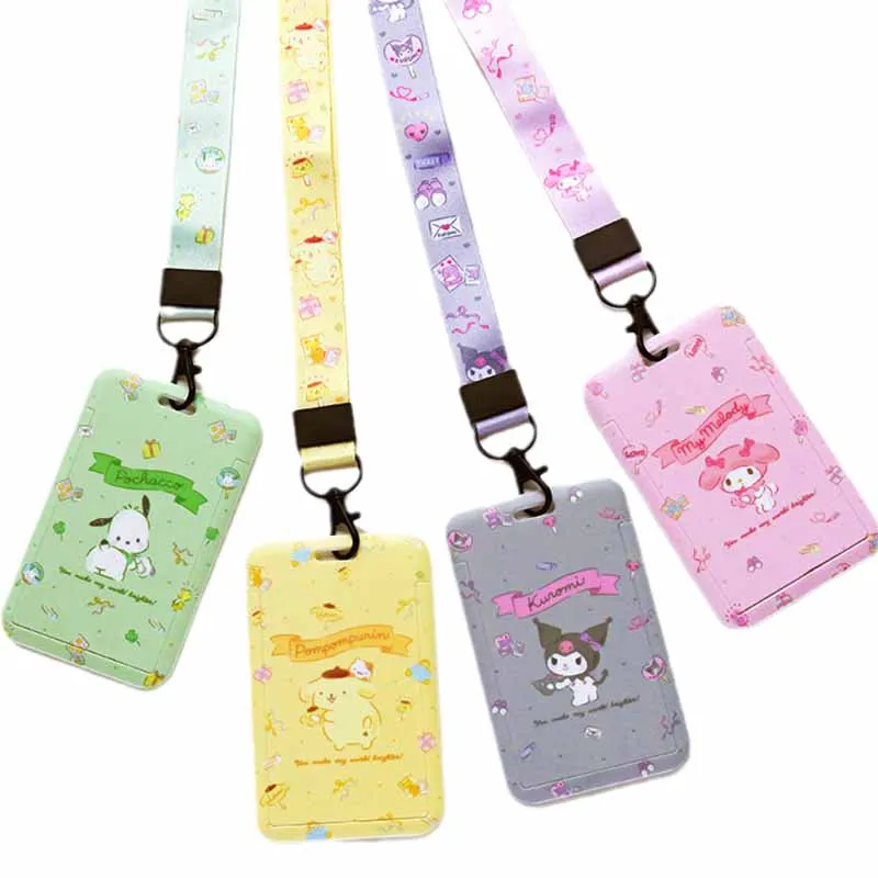 Kawaii Kuromi Hello Kt Melody Cinnamorol Onpompurin Kitty Girls Lanyard Id Card Boys Neck Strap Keychain Case Holder Charm Toys |