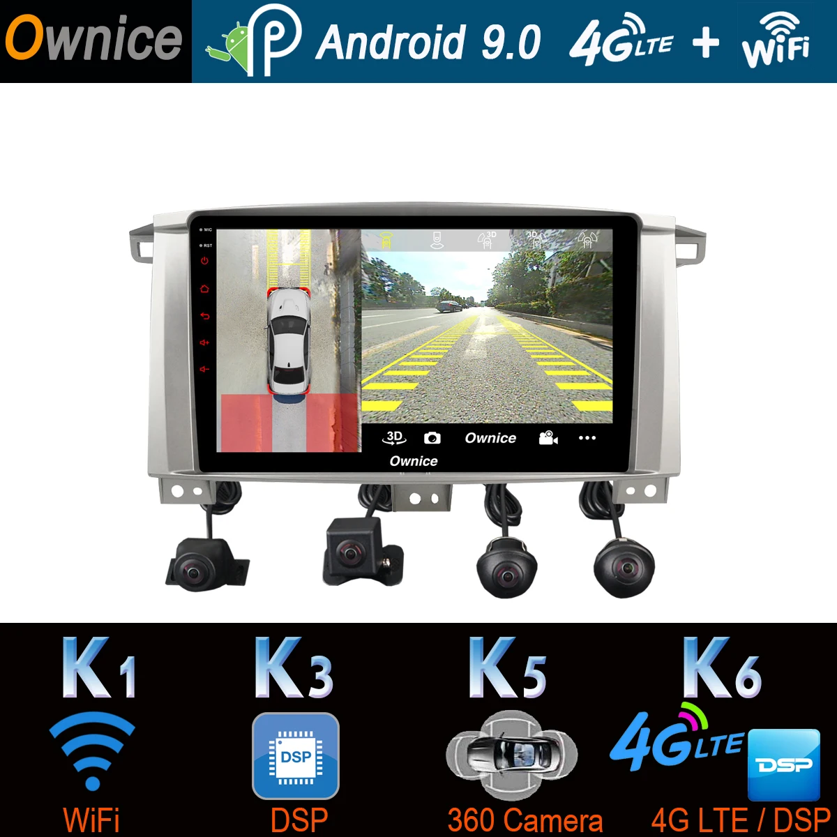 360 ° 4 * AHD камера Android 9 0 8 ядер 4G + 64G GPS радио CarPlay SPDIF DSP Автомобильный плеер для Toyota Land