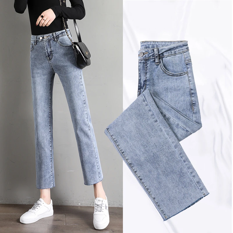 

2020 Plus Size Skinny Jeans High Waist For Women Loose Straight Pants Ankle-Length Spring Clothing Cotton Jeans Mujer Vaqueros