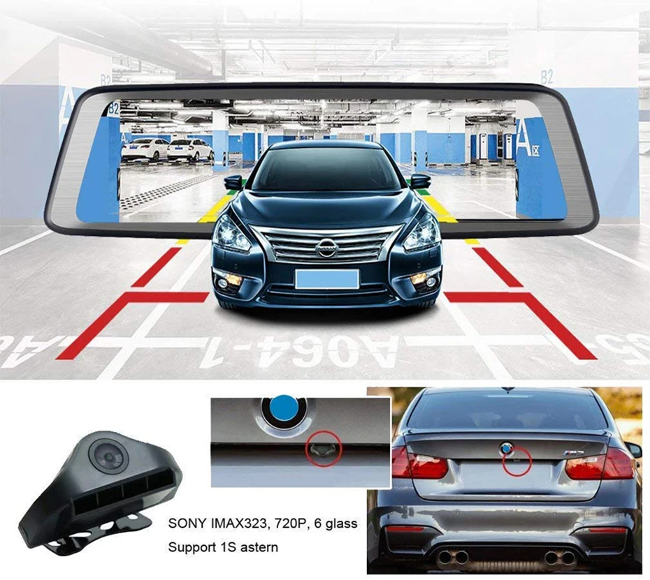 QUIDUX 1" ips зеркало заднего вида 4G Android 5,1 gps навигация ADAS dash cam 2G ram 3 2G rom 1080P 4 камеры Автомобильный видеорегистратор DVR
