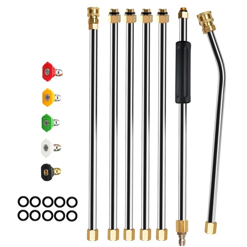 

Powerful Pressure Washer Extension Wand Set, 7.5Ft Replacement Lance, 1/4 Inch Quick Connect, 30 Degrees Curved Rod Extension At