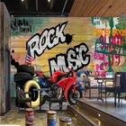 Пользовательский уличный искусство мотоцикл граффити фон настенная бумага 3D рок музыка Ресторан Бар промышленный Декор настенная бумага 3D