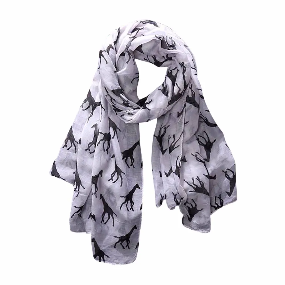 Женский длинный шарф осенняя теплая шаль элегантный с принтом жирафа корейские