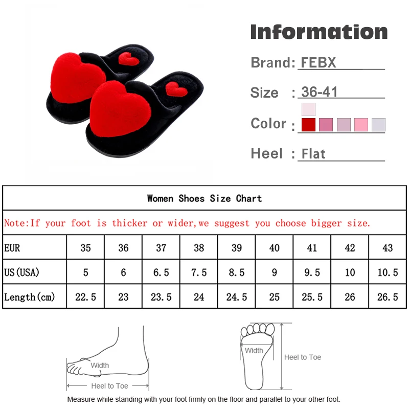 

Women Warm Slippers Ladies Cotton Fashion Winter Flat Shoes Female Indoor Comfort Cute Love Heart Plush Non Slip Woman Slipper