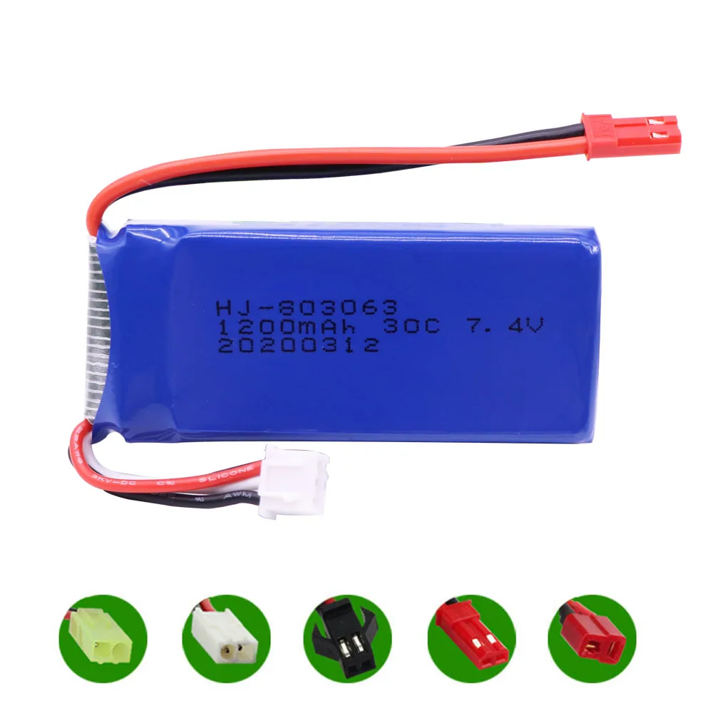 7.4V 1200mAh 803063 Lipo battery For Yi zhang X6 H16 MJX X101 X102 RC Quadcopter Drone 7.4V 30C 2S lipo battery toys accessories